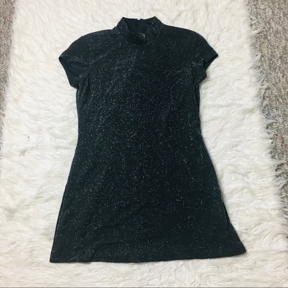 Vintage Datiani Mock Neck Black  Dress Shimmer Size 4